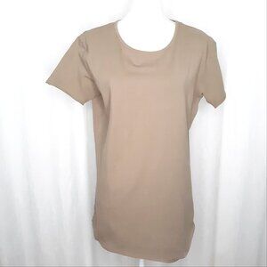 Women's Alphalete Beige Lifestyle Fit Rough Edge Hem Tunic Tee